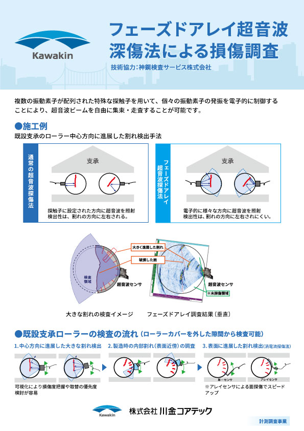 フェーズドアレイ超音波探傷法による損傷調査